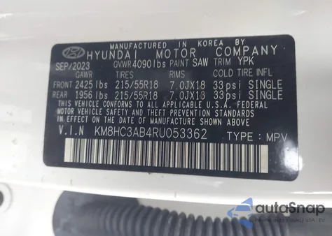 2024 Hyundai Kona Sel from USA, damaged, VIN KM8HC3AB4RU053362